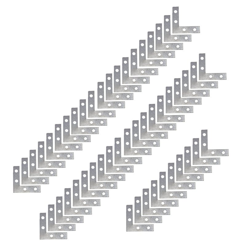 Pastlla 50Pcs Corner Brace 4 Holes Flat Corner Braces L Shape Repair Bracket L Shape Repair Plates Joint Bracket for Painting, Photo Frame, Artwork, Home Decor, Clock 1.5"" x 1.5"" (Silver) - Image 1